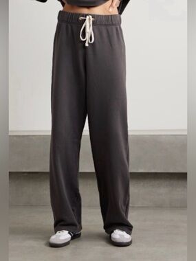 Les Tiens for Her Eazy Faded Black Charcoal Grey Wide Leg Sweatpants Size M